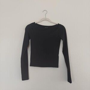 Hollister Soft Stretch Seamless Fabric Boat-Neck Top NWOT Black, XS